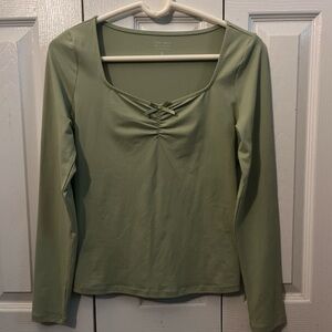light green, long sleeve shirt